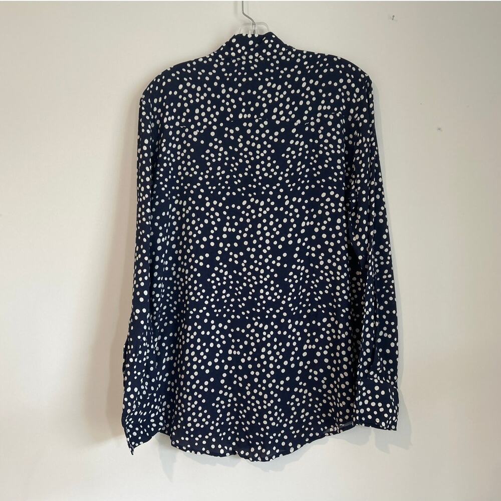 NWT Sandrine Rose Polka Dot Button Down Shirt Navy/White, Womens S - Picture 8 of 8
